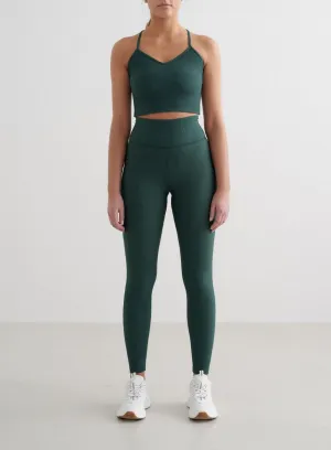 Deep Emerald Ribbed Performance Tights