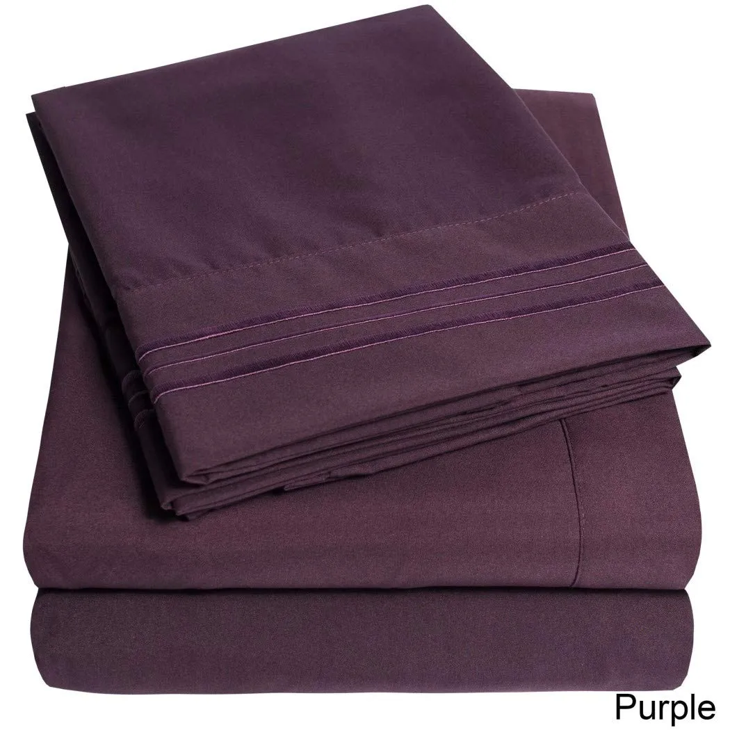 Deep Pocket Soft Microfiber 4-piece Solid Color Bed Sheet Set
