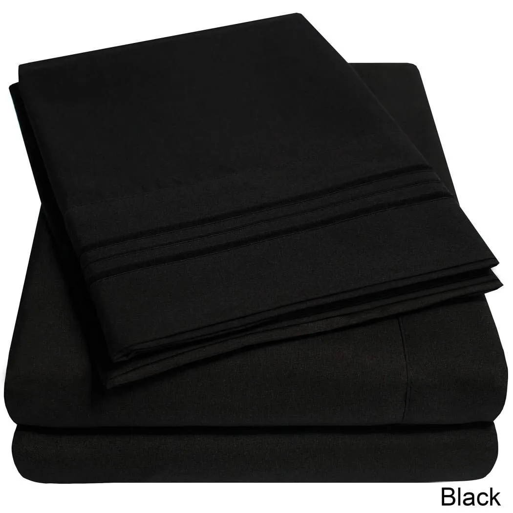 Deep Pocket Soft Microfiber 4-piece Solid Color Bed Sheet Set