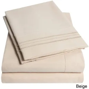 Deep Pocket Soft Microfiber 4-piece Solid Color Bed Sheet Set