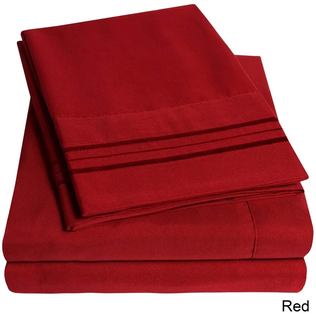 Deep Pocket Soft Microfiber 4-piece Solid Color Bed Sheet Set