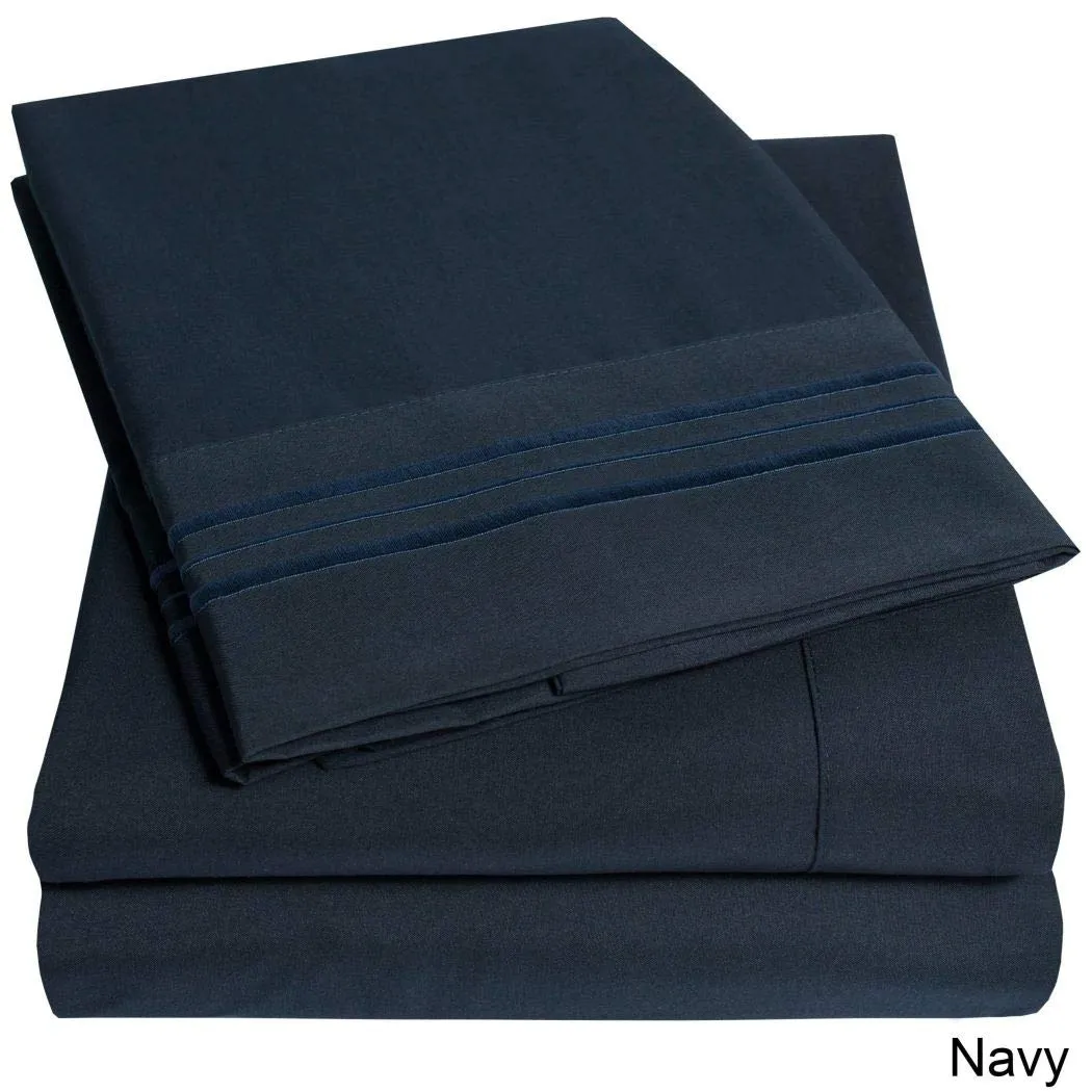 Deep Pocket Soft Microfiber 4-piece Solid Color Bed Sheet Set