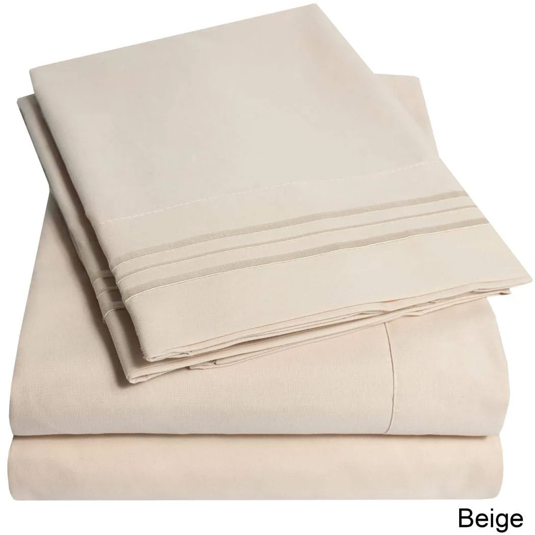 Deep Pocket Soft Microfiber 4-piece Solid Color Bed Sheet Set