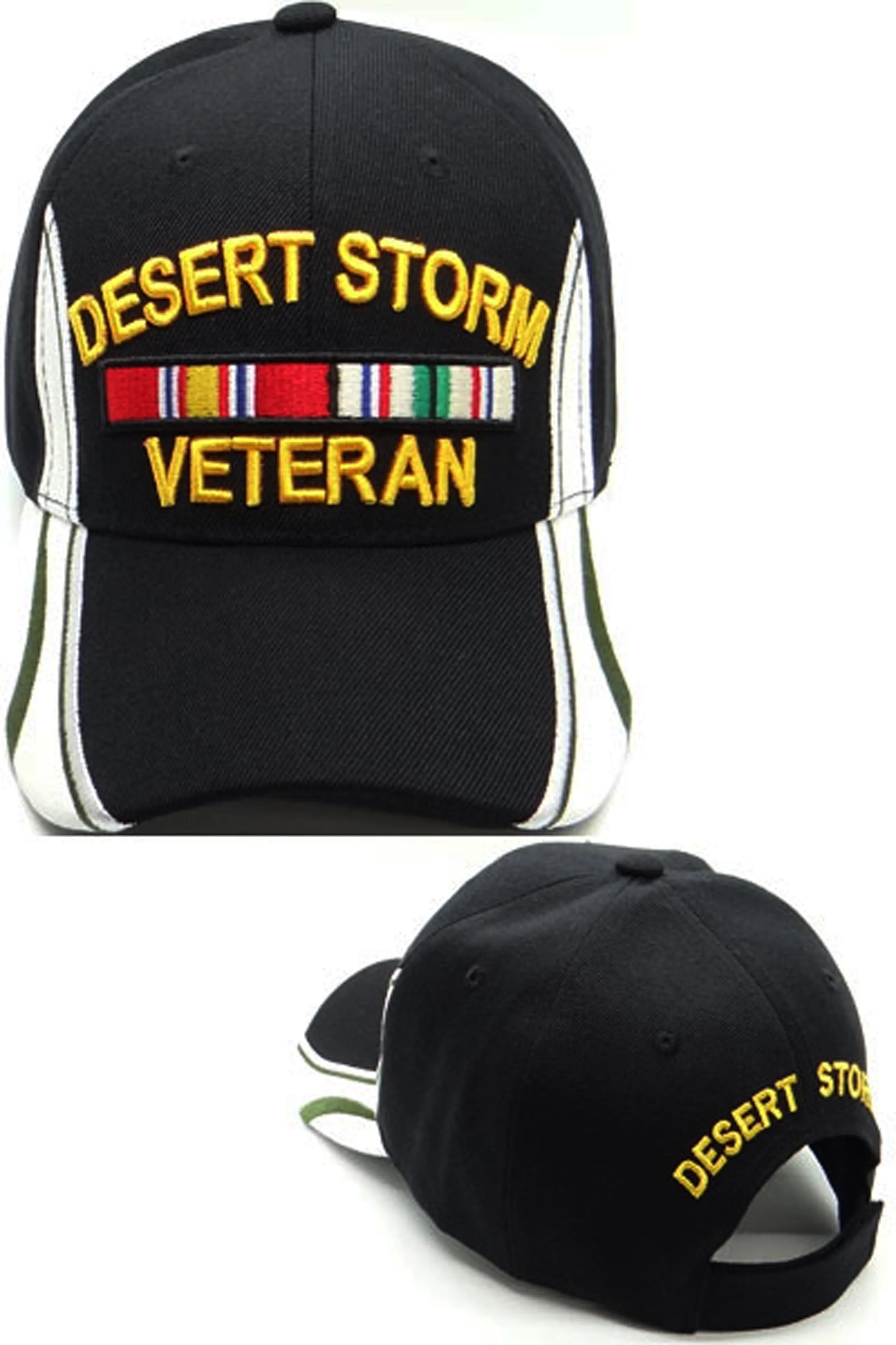 Desert Storm Veteran Hat Black and White Baseball Cap Army Navy Air Force Marine Men Women
