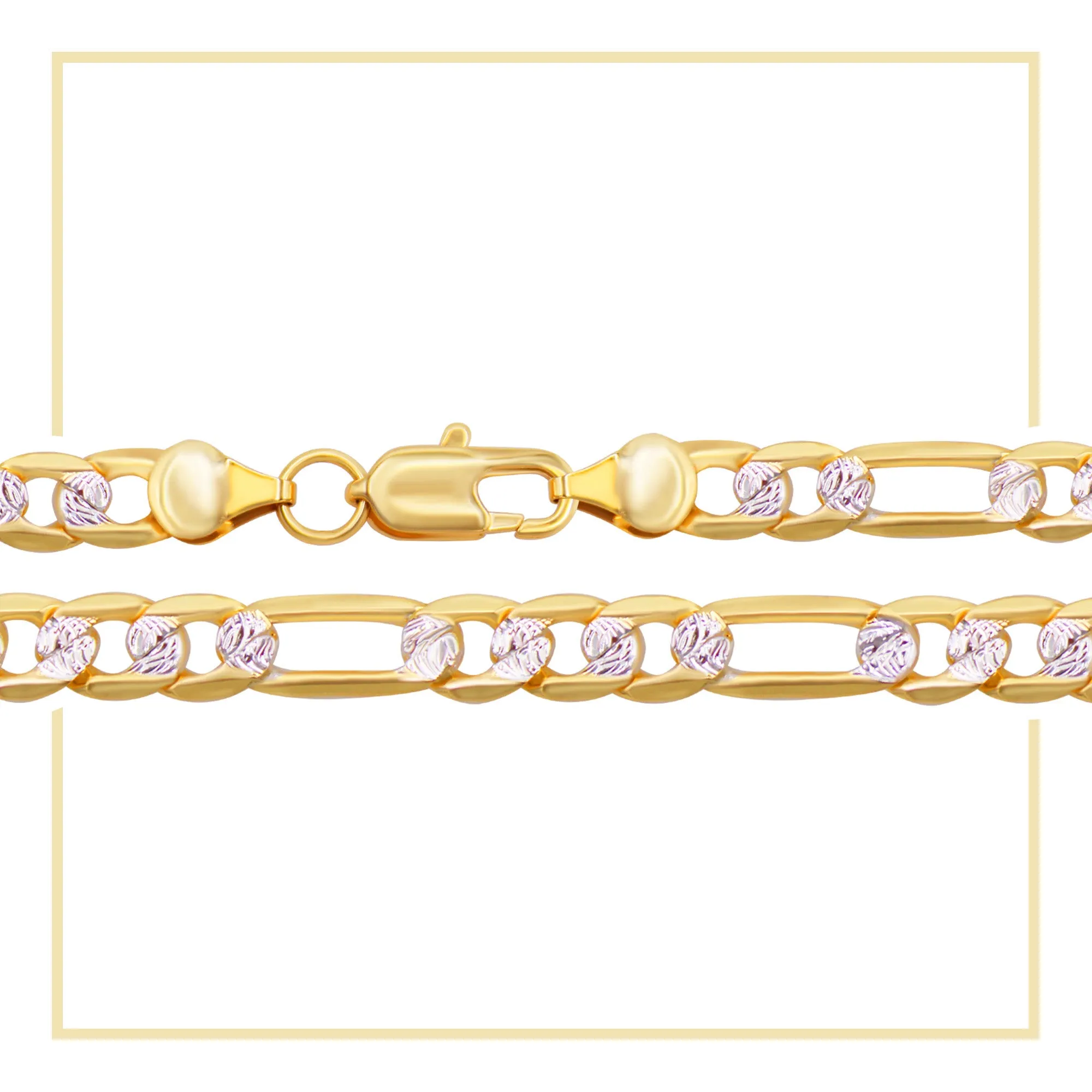 Diamond-Cut 14K Gold Filled Figaro Chain Necklace 24" Bracelet 8.5" Set 6 mm