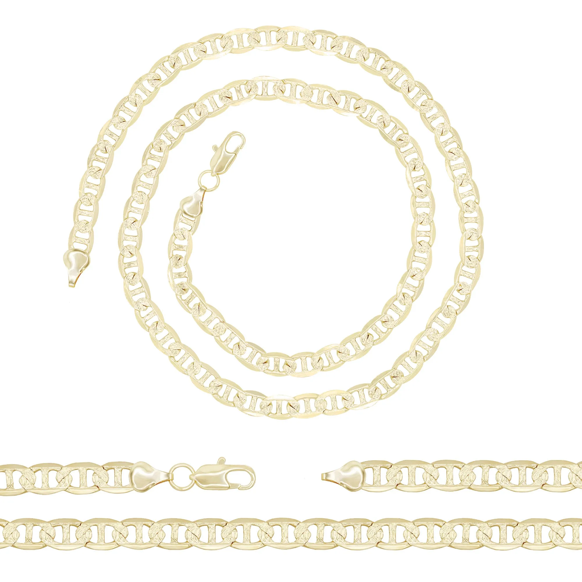 Diamond-Cut 14K Gold Filled Mariner Chain Necklace 24" 7 mm