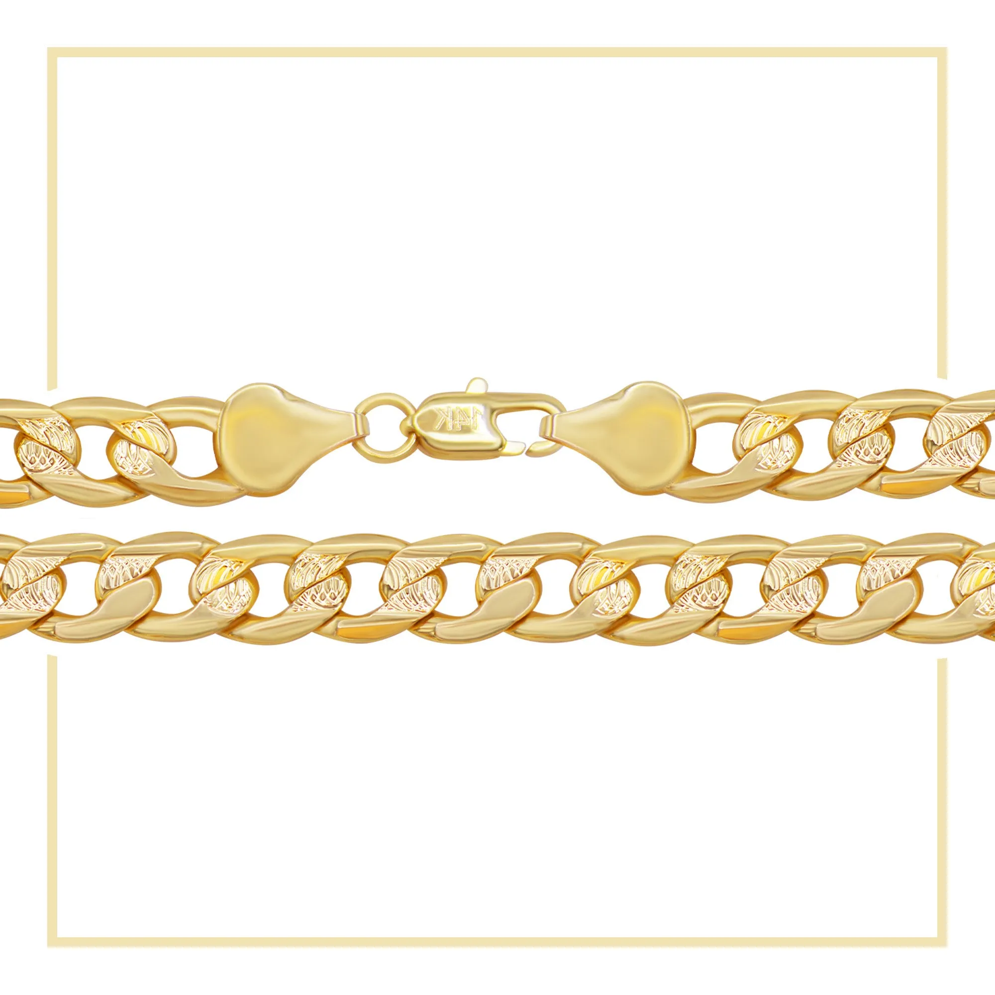 Diamond Cut Cuban Link 14K Gold Filled Necklace 24" 9 mm