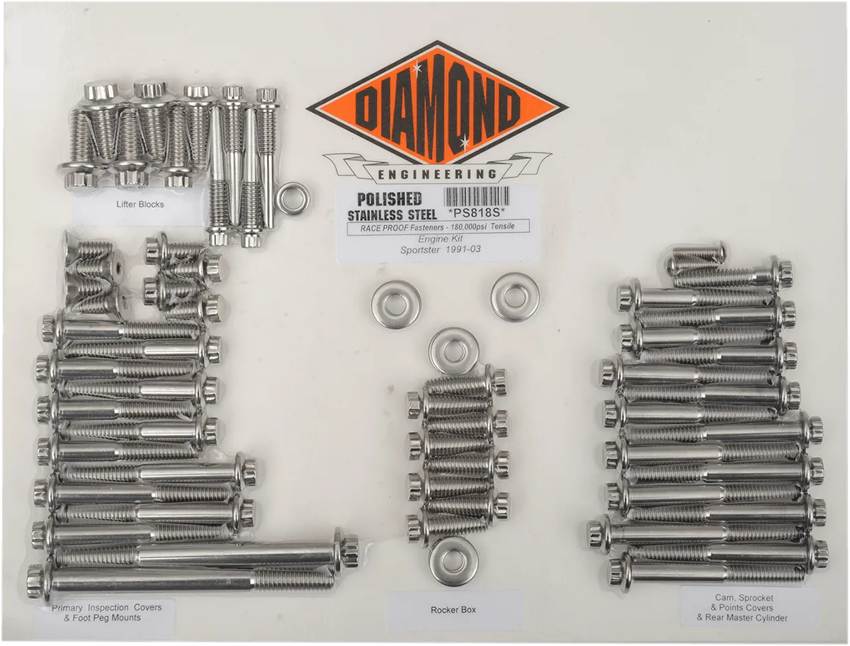 Diamond Engineering PS818S 12-Point Polished Stainless Engine Kit
