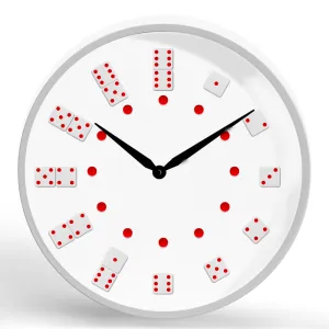 Dice 'n Dominoes <br>Round Framed Wall Clock 11.75"