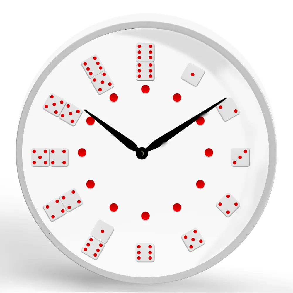 Dice 'n Dominoes <br>Round Framed Wall Clock 11.75"