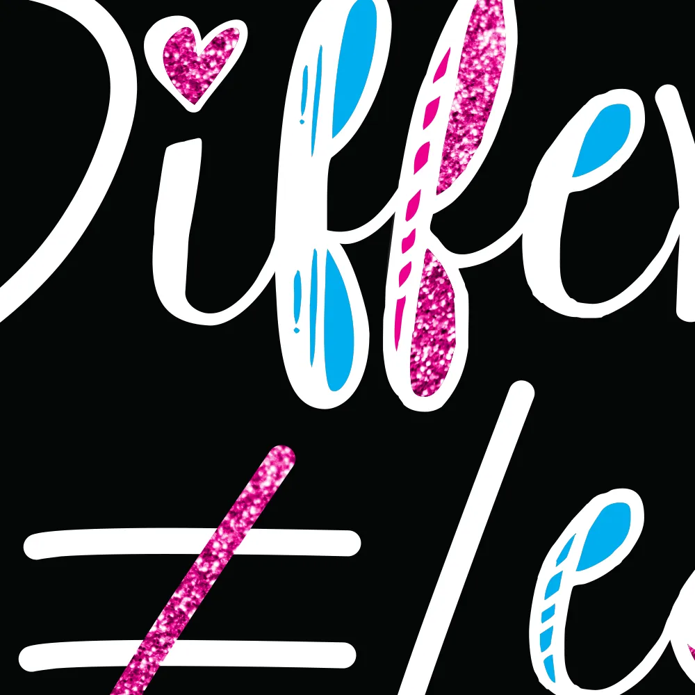Different Does Not Equal Less (As Seen on Netflix's Raising Dion) Baby Black Shirt with Digital Glitter