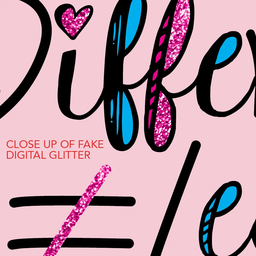 Different Does Not Equal Less (As Seen on Netflix's Raising Dion) Pink Baby Shirt with Digital Glitter