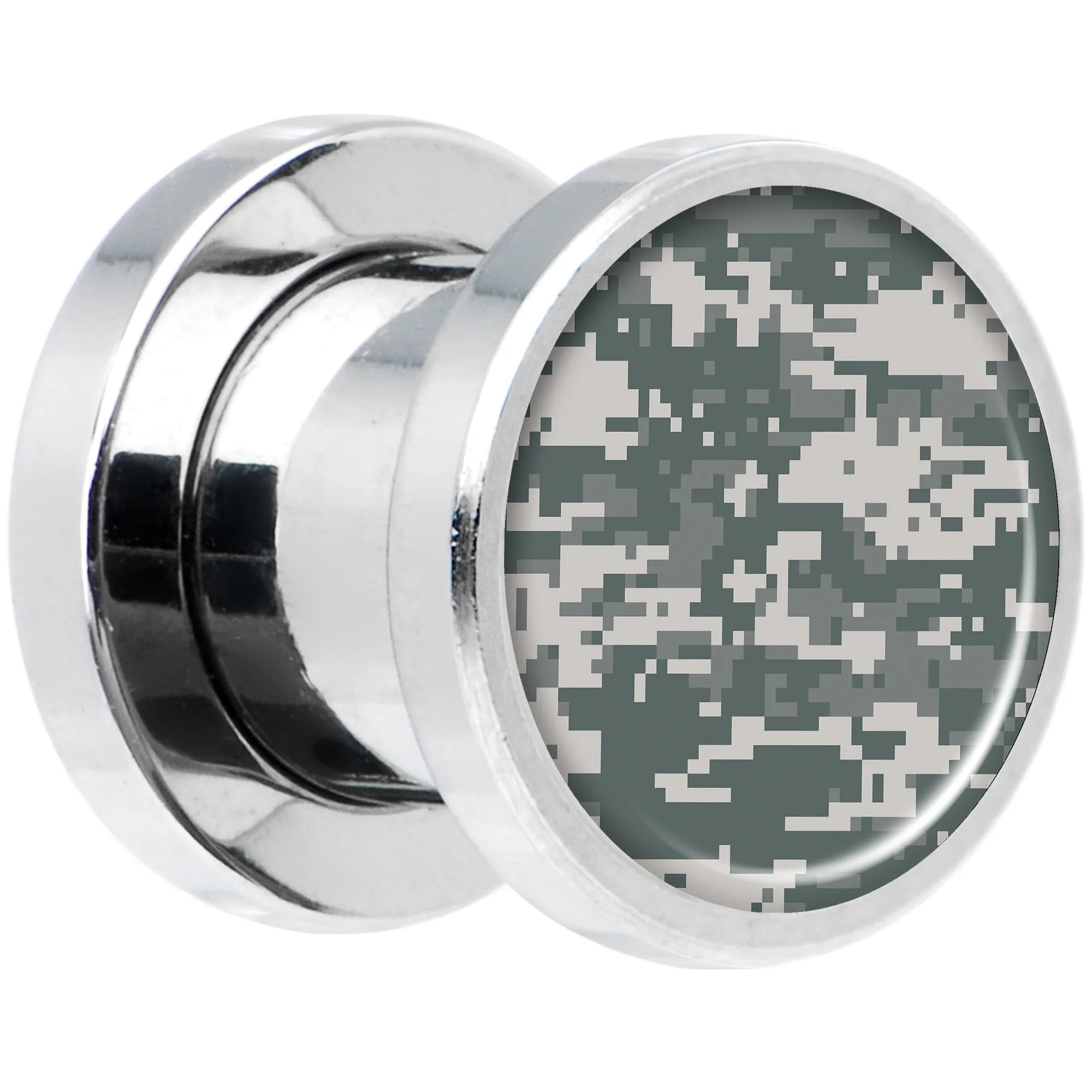 Digital Camo Print Steel Screw Fit Plug Set 0 Gauge