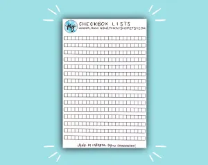 DIGITAL DOWNLOAD Checkbox Lists
