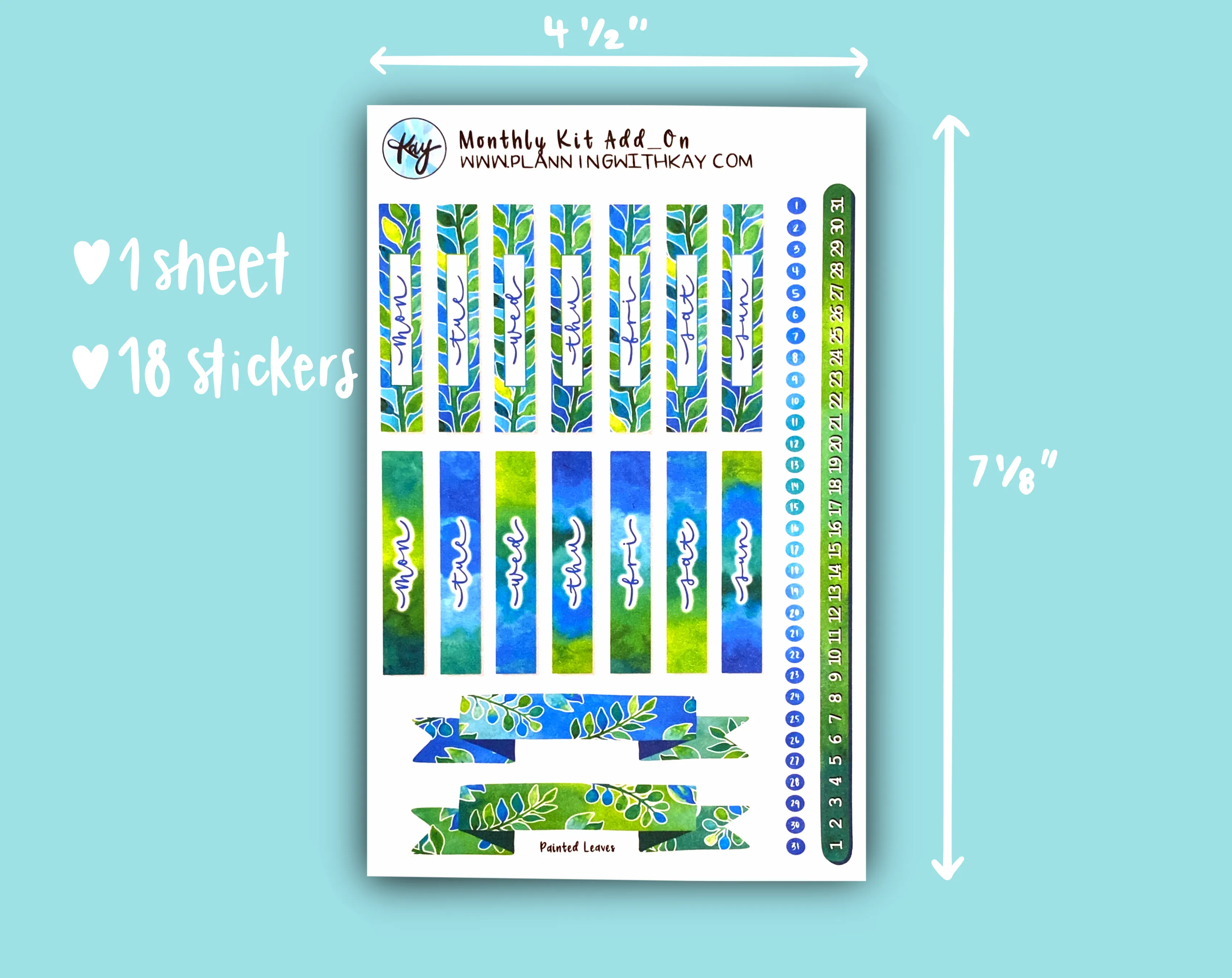 DIGITAL DOWNLOAD Monthly Kit Add-On (Painted Leaves)