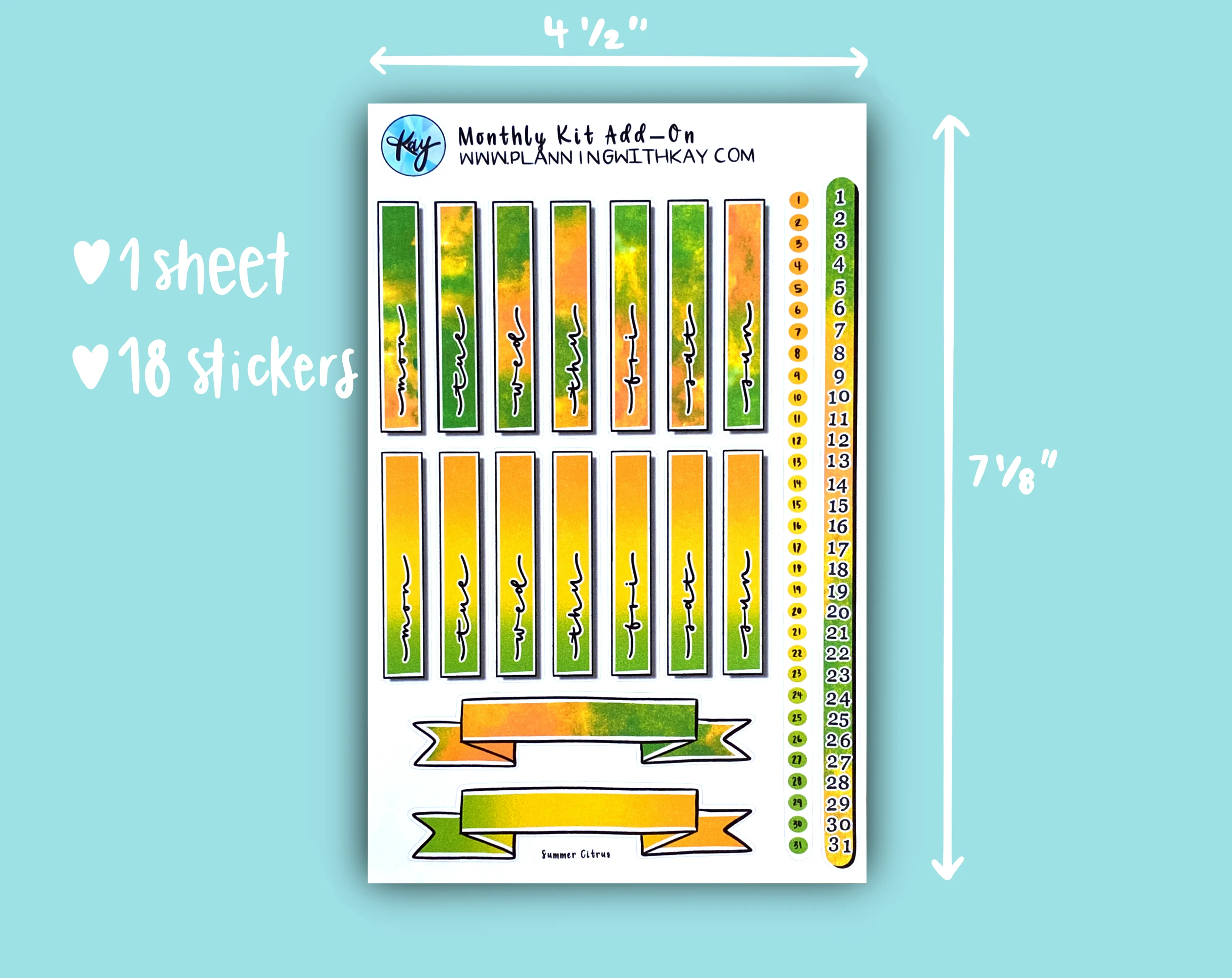 DIGITAL DOWNLOAD Monthly Kit Add-On (Summer Citrus)