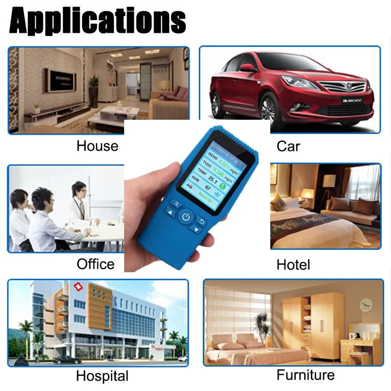 Digital Formaldehyde Detector Using Electrochemical Testing Technology, Air Quality Monitor with  Accurate TEMP/HUM/HCHO/TVOC/AQI Test Charged by USB