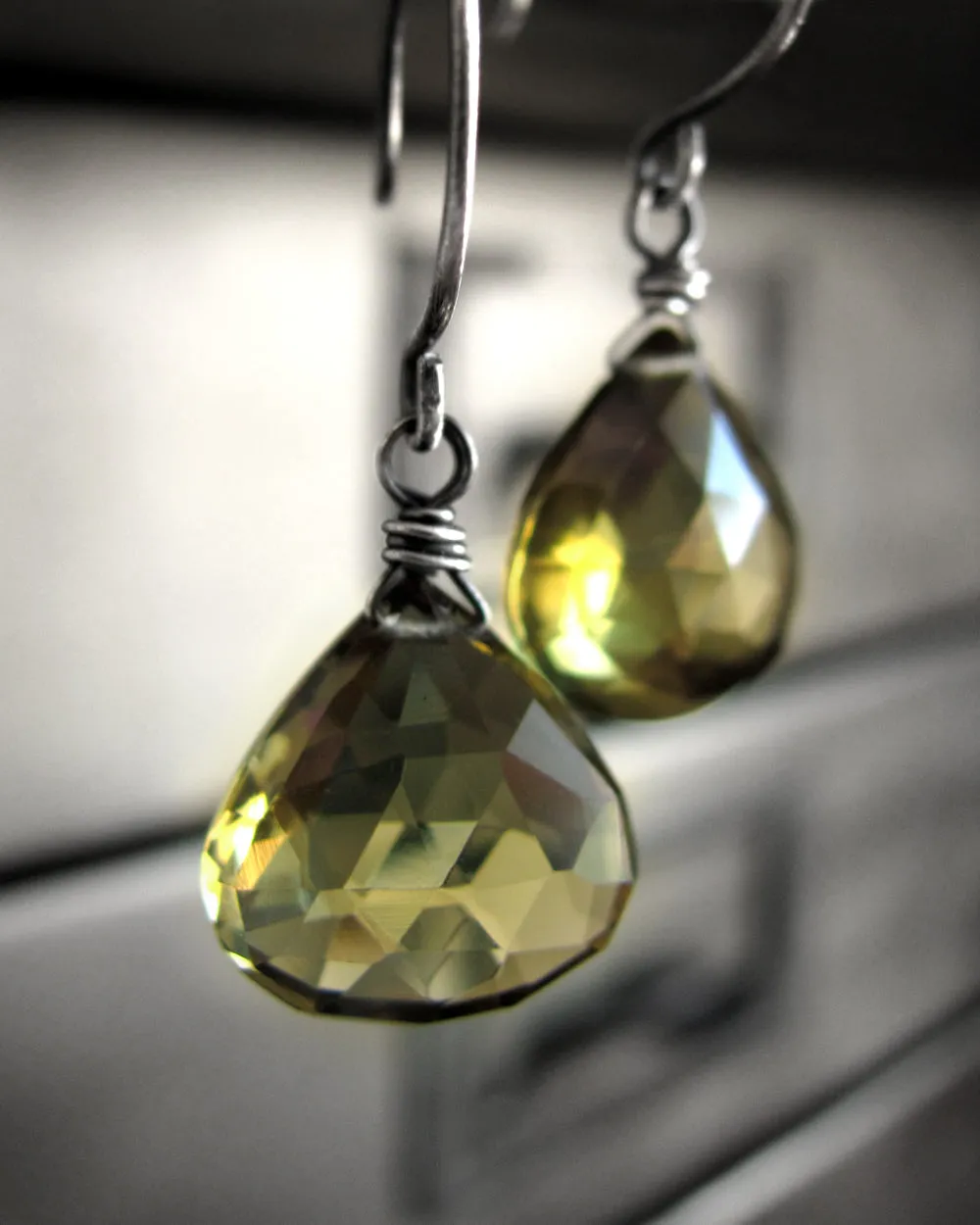 DIRTY MARTINI - Olive Quartz Gemstone Briolette Earrings