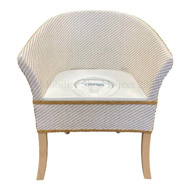 Discreet Basketweave Bedside Commode Chair White