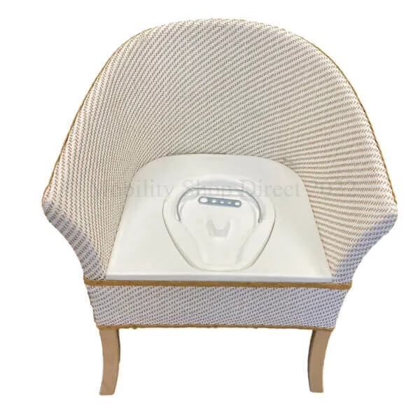 Discreet Basketweave Bedside Commode Chair White