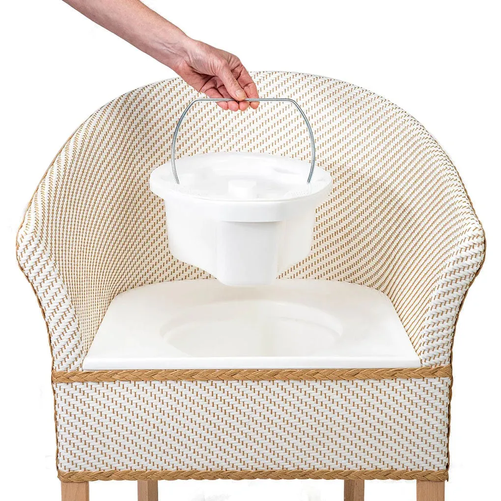 Discreet Basketweave Bedside Commode Chair White
