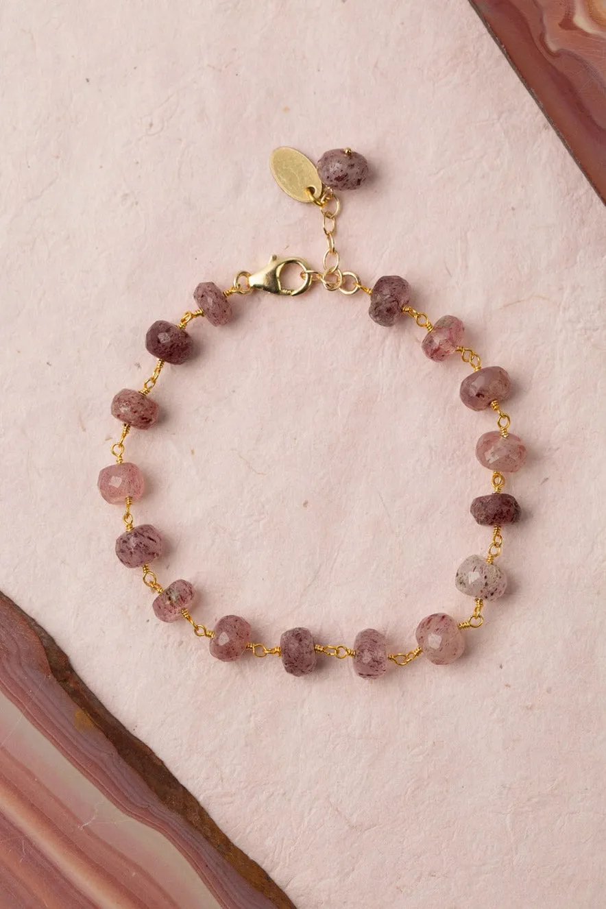 Divinity 7.5-8.5" Strawberry Quartz Simple Bracelet