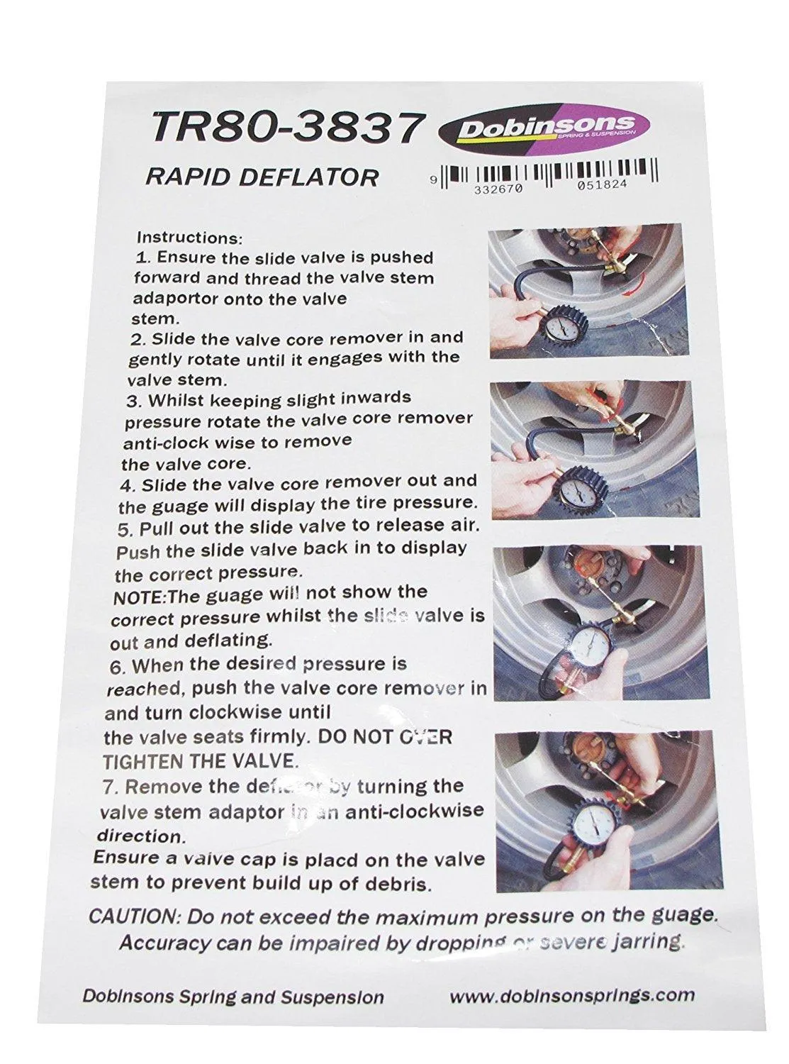 Dobinsons 4x4 Off road Rapid Tire Deflator with Gauge and Pouch(TR80-3837)