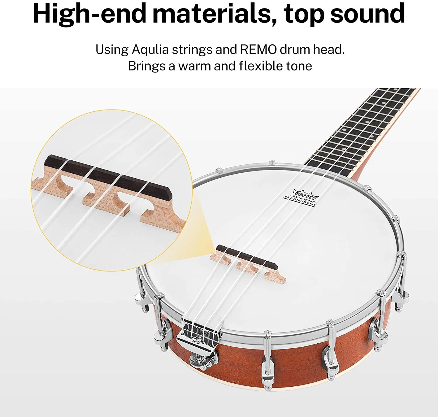 Donner DBU-200 Banjolele, 4 String Banjo Ukulele Concert 23 Inch Remo Sapele Drumhead with Strap, Picks, Strings, Gig Bag, Tunner, Truss Rod, Ruler