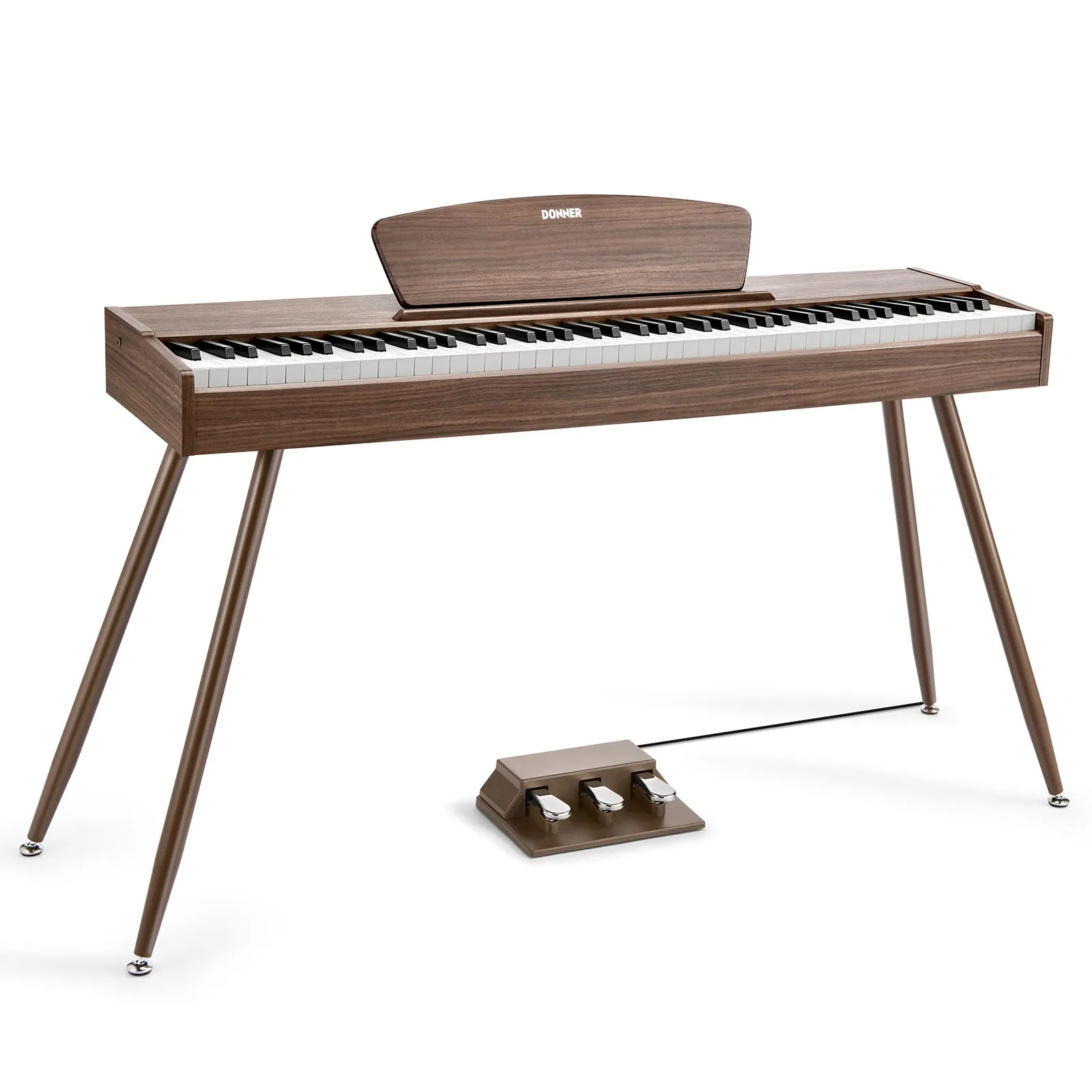 Donner DDP-80 Digital Piano 88 Key Weighted Keyboard, Walnut Wood Color   Pedal
