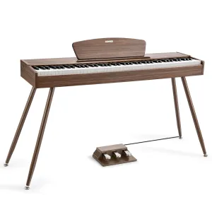 Donner DDP-80 Digital Piano 88 Key Weighted Keyboard, Walnut Wood Color   Pedal