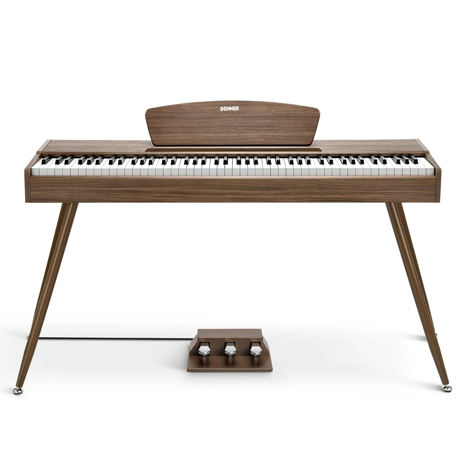 Donner DDP-80 Digital Piano 88 Key Weighted Keyboard, Walnut Wood Color   Pedal