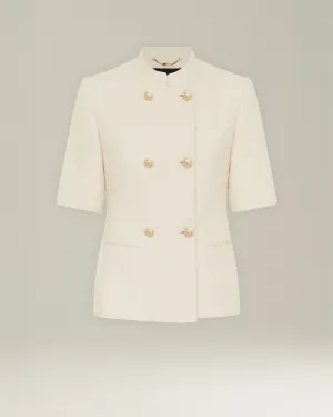 DOUBLE-BREASTED CASHMERE AND SILK BLAZER