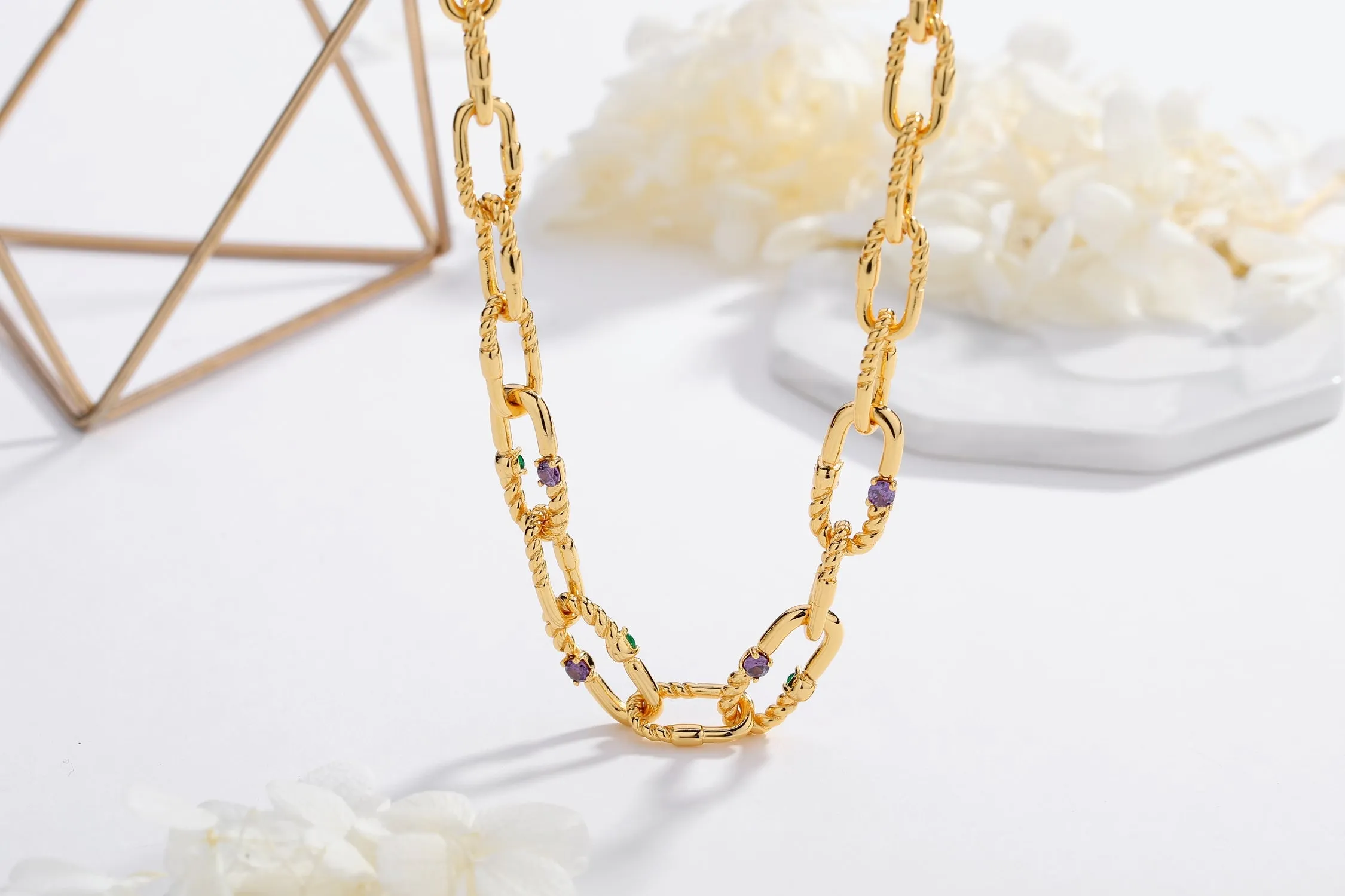 Double Colored Zirconia Necklace