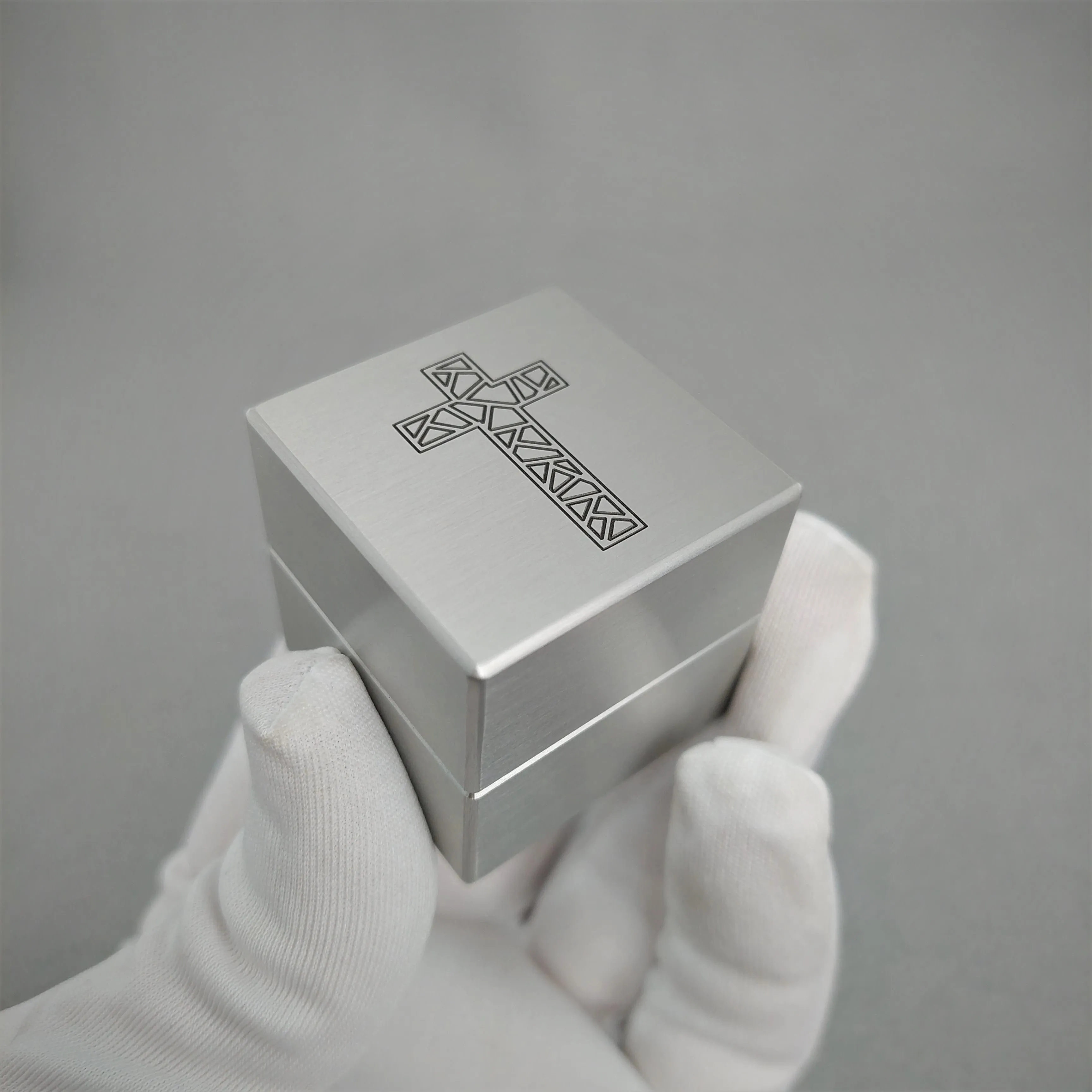 DPCustoms Minimalist Pocket Size Cube Engagement Ring Box with Laser Engraving