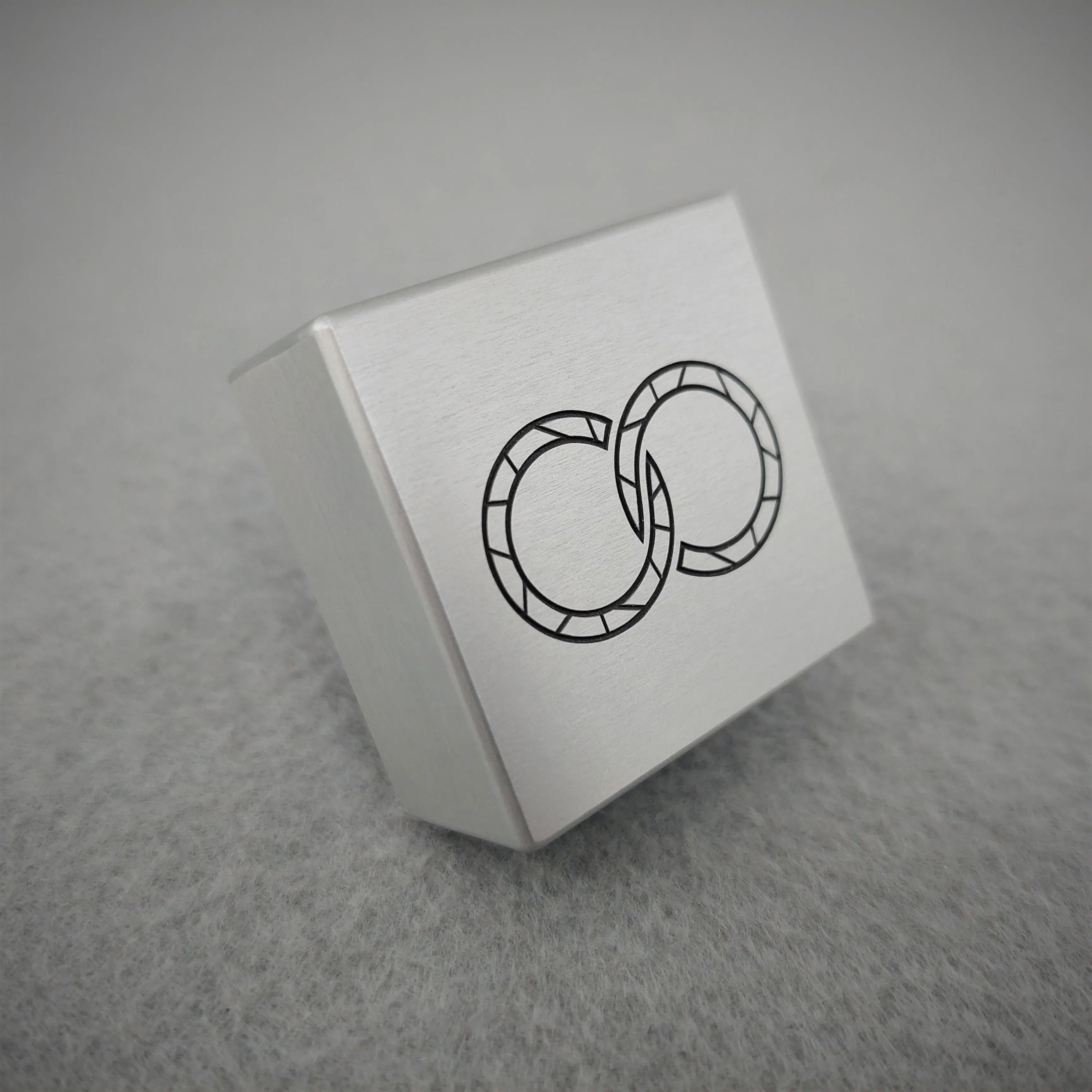 DPCustoms Minimalist Pocket Size Cube Engagement Ring Box with Laser Engraving