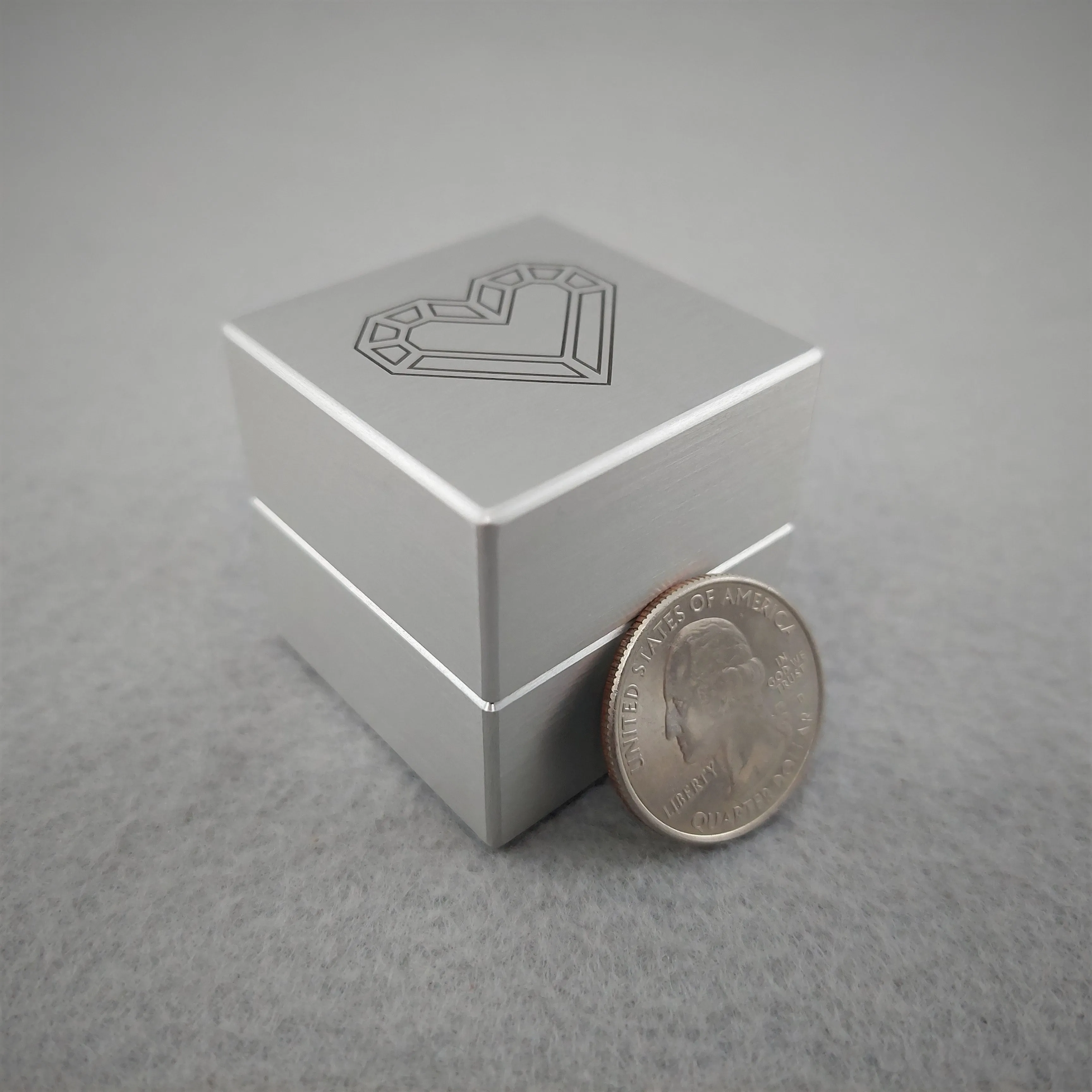 DPCustoms Minimalist Pocket Size Cube Engagement Ring Box with Laser Engraving