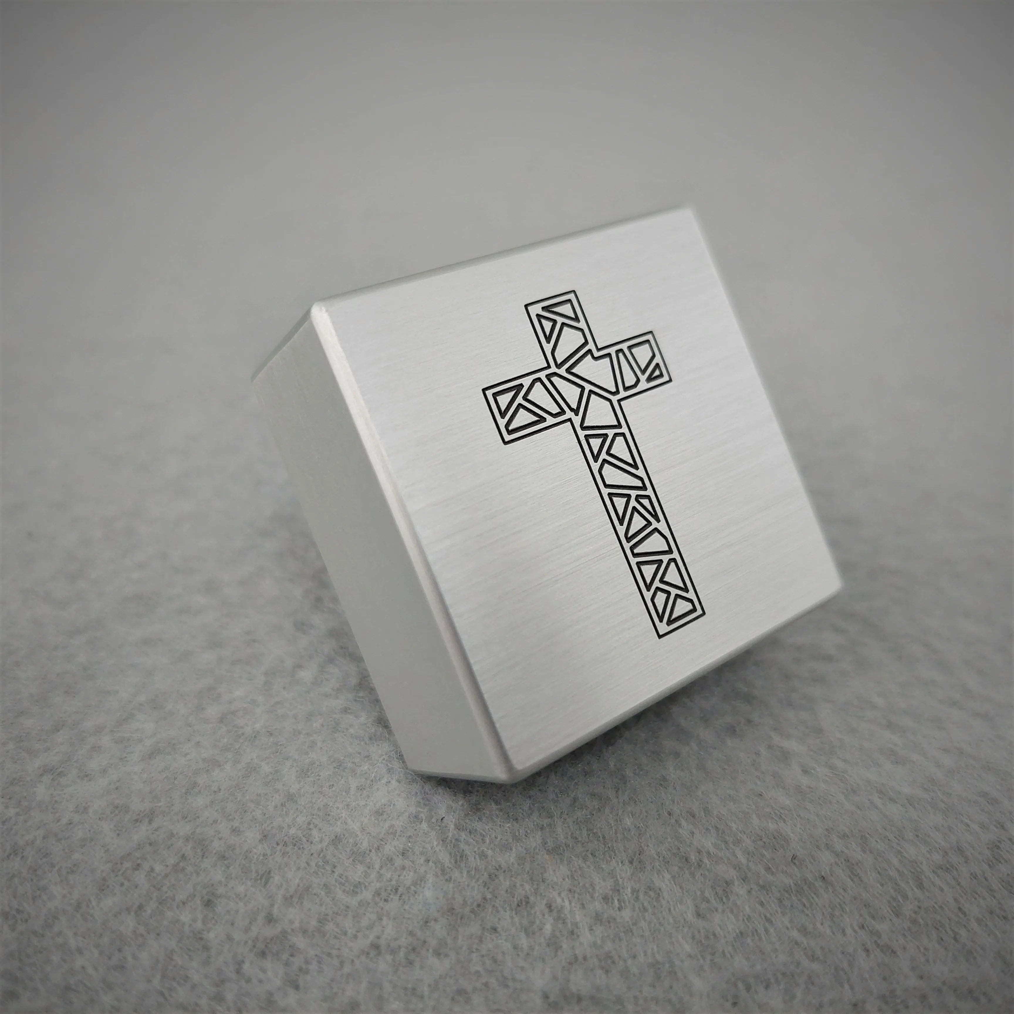 DPCustoms Minimalist Pocket Size Cube Engagement Ring Box with Laser Engraving