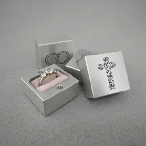 DPCustoms Minimalist Pocket Size Cube Engagement Ring Box with Laser Engraving
