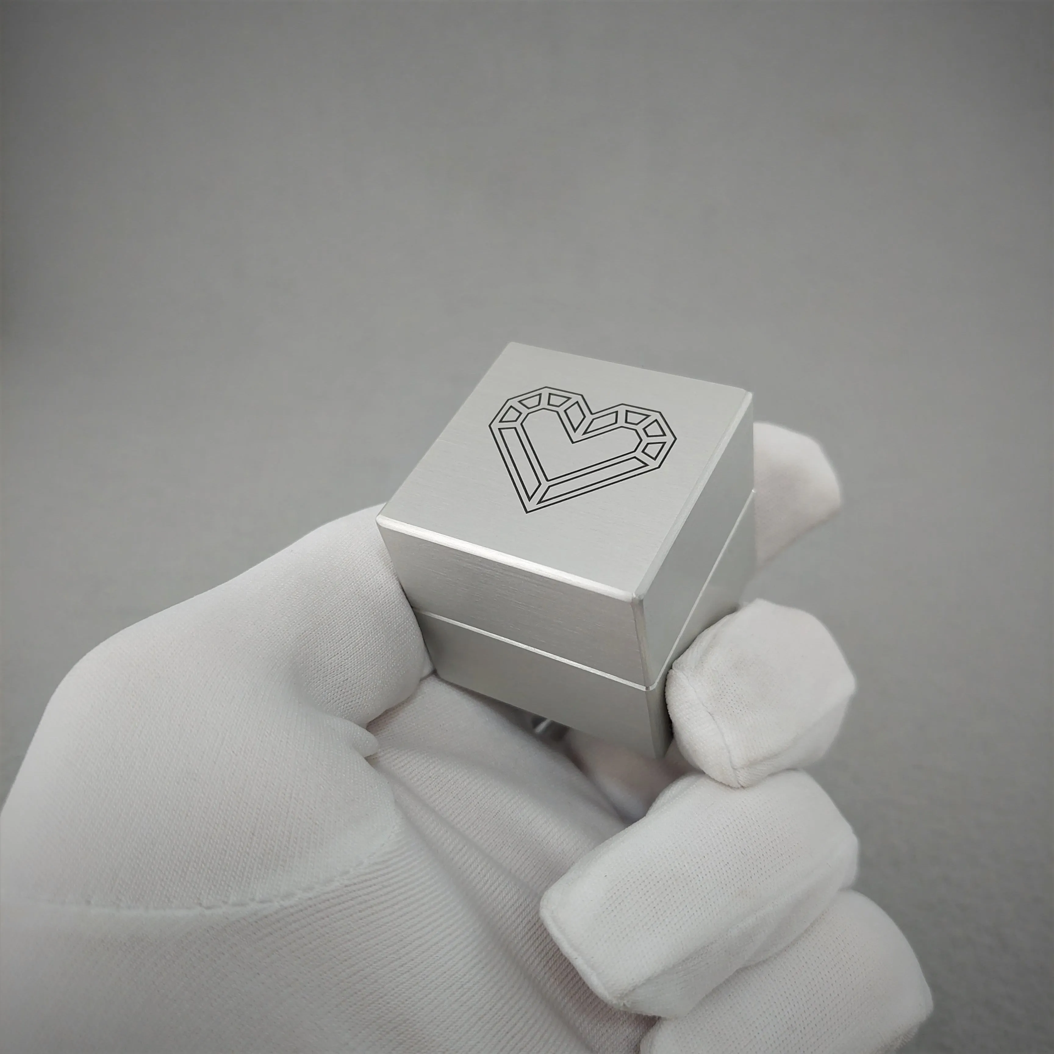 DPCustoms Minimalist Pocket Size Cube Engagement Ring Box with Laser Engraving