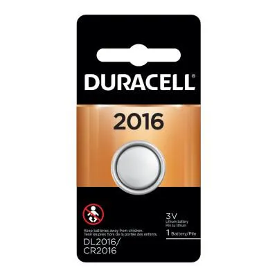 Duracell?? Lithium Battery, 3V, 2016 Coin Cell, 1 EA/PK, DL2016BPK
