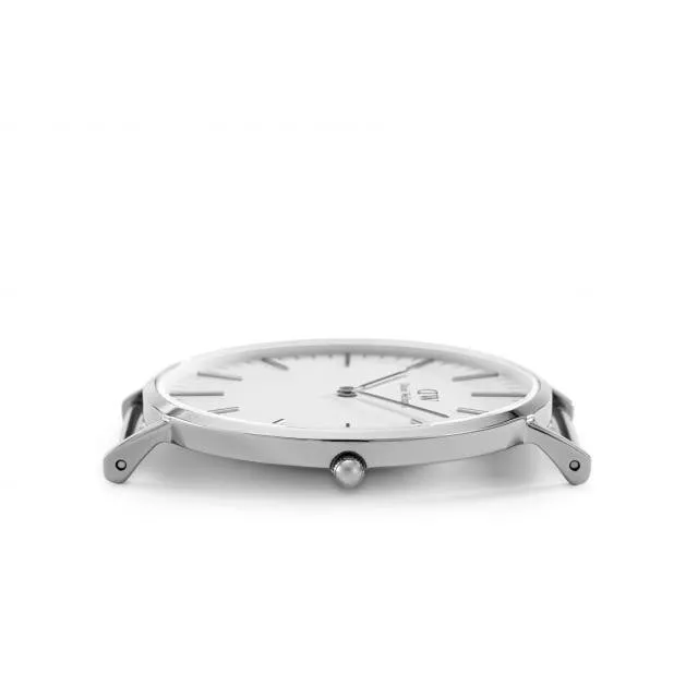 DW00100020 Daniel Wellington Sheffield Black Leather 40mm Sliver