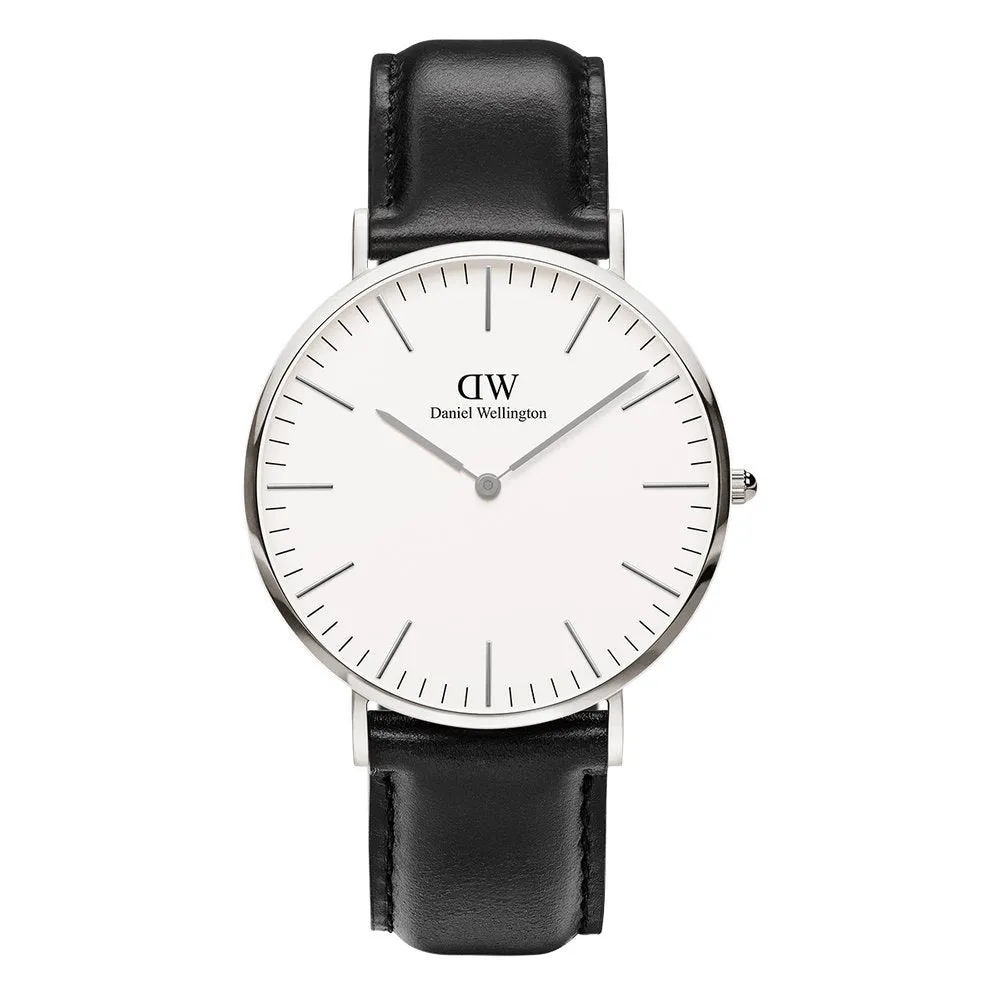 DW00100020 Daniel Wellington Sheffield Black Leather 40mm Sliver