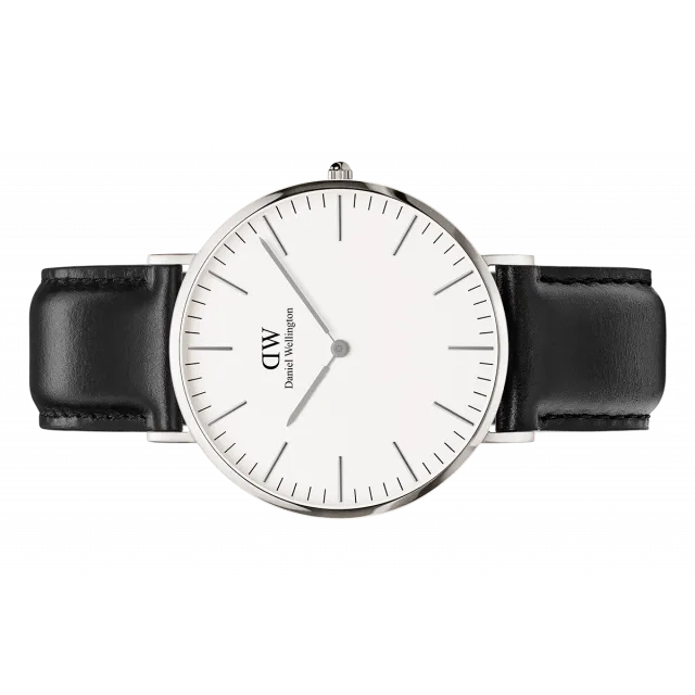 DW00100020 Daniel Wellington Sheffield Black Leather 40mm Sliver