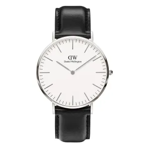 DW00100020 Daniel Wellington Sheffield Black Leather 40mm Sliver