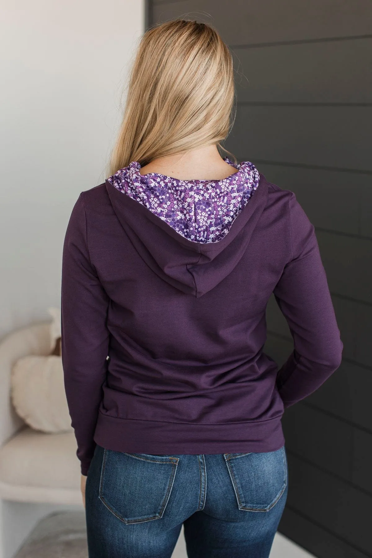 Easy To Love Quarter Zip Hoodie- Deep Plum