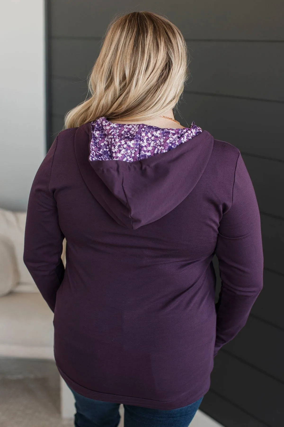Easy To Love Quarter Zip Hoodie- Deep Plum