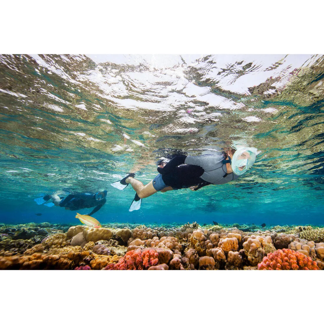 Easybreath Mask and Fins Snorkelling Set - Turquoise Blue Black