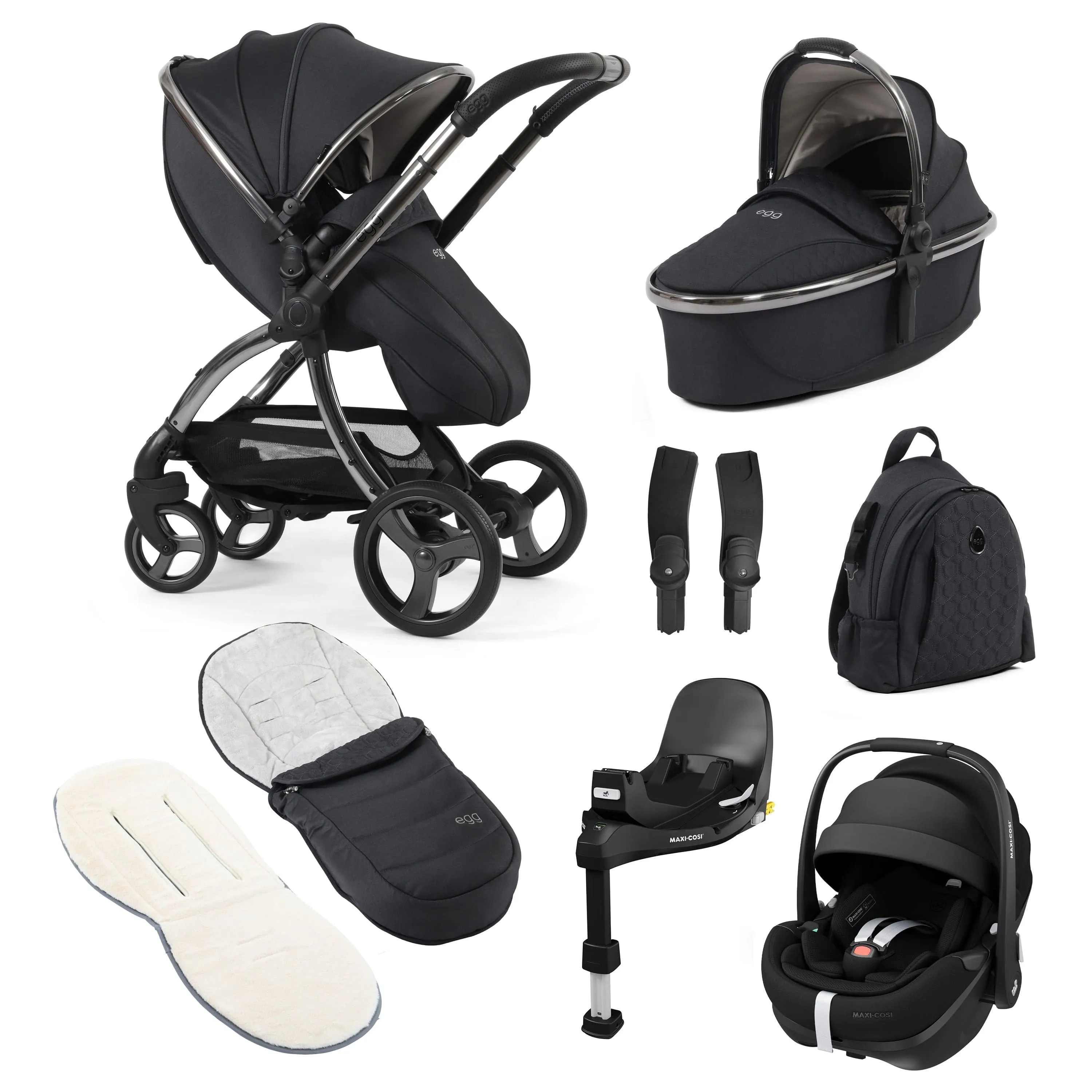 egg3 Luxury Maxi-Cosi Travel System Bundle - Carbonite