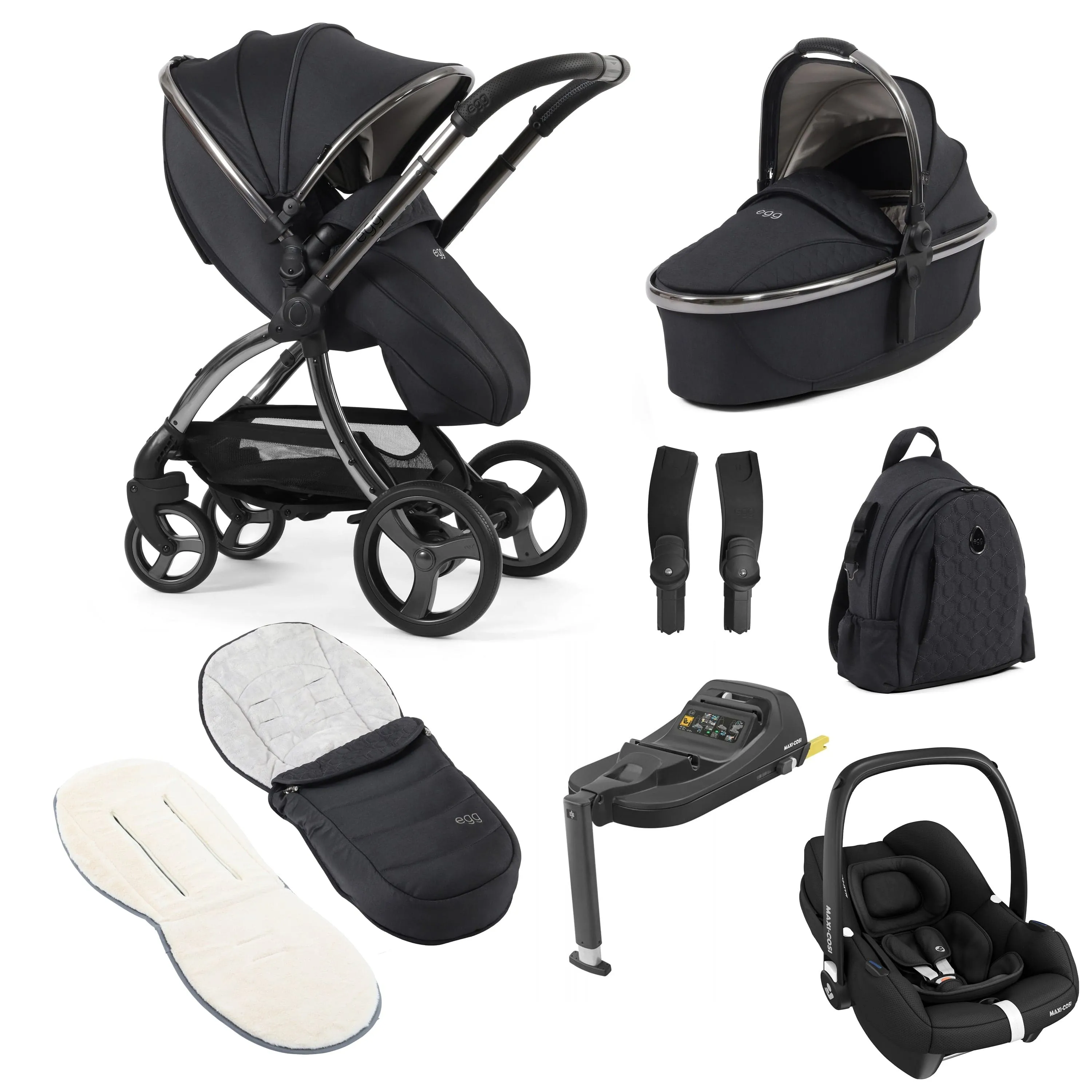 egg3 Luxury Maxi-Cosi Travel System Bundle - Carbonite