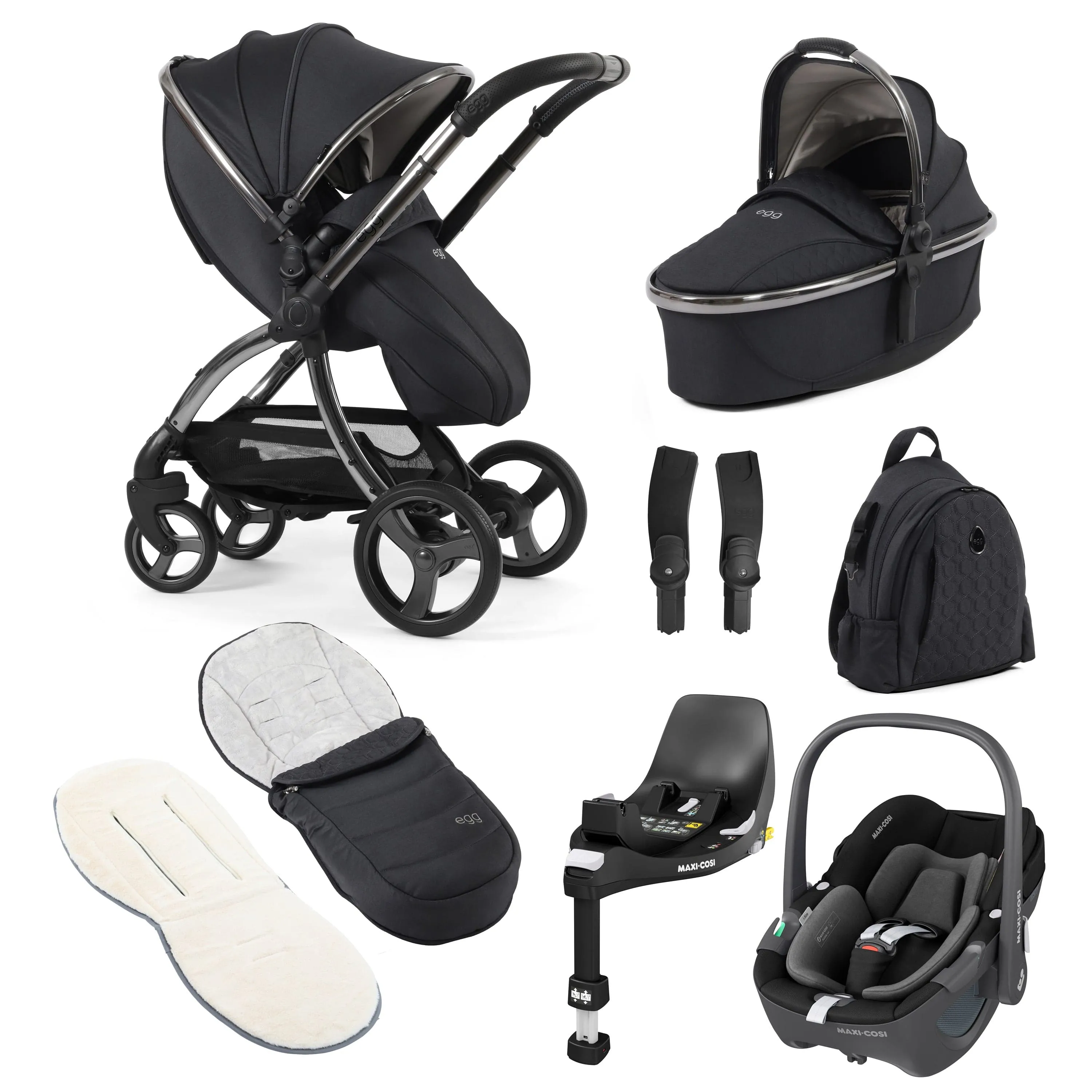 egg3 Luxury Maxi-Cosi Travel System Bundle - Carbonite